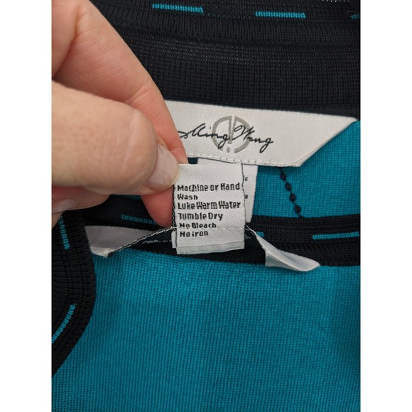 Ming Wang Sweater Set Women Medium Teal Green Two Piece cardigan Tank Top Mature - Picture 5 of 12